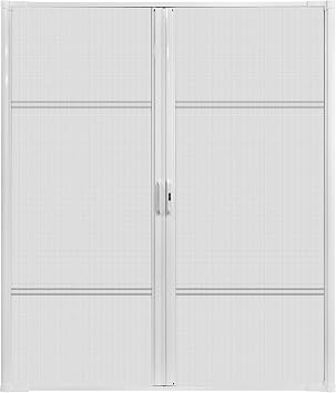 Guardian Double Retractable Screen Door Heavy Duty Aluminum Large Retractable Screen Doors for Double Door Easy Assemble Invisible Screen Door Patio Proof Mosquito White, 73x80