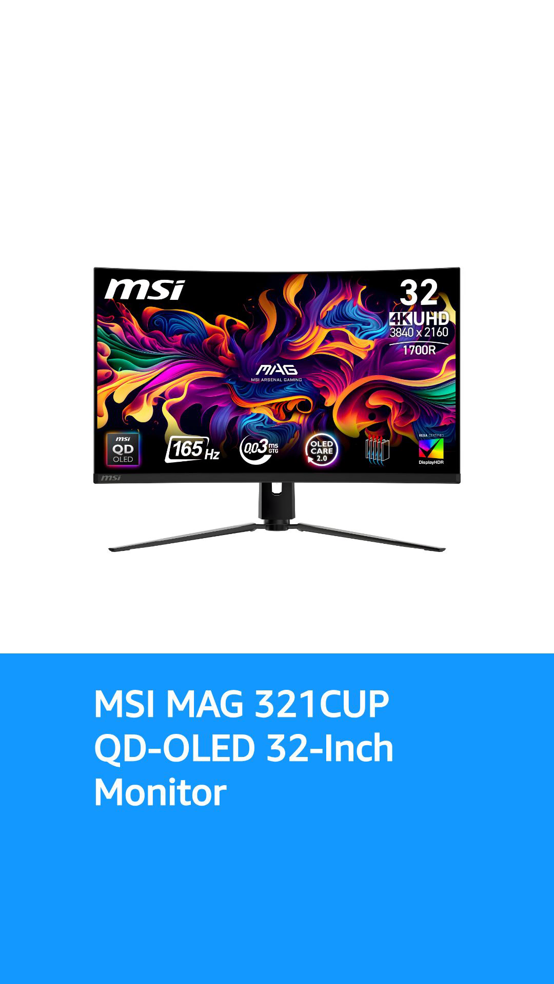 MSI MAG 321CUP QD-OLED 32-inch 3840 x 2160 (UHD) Computer Monitor