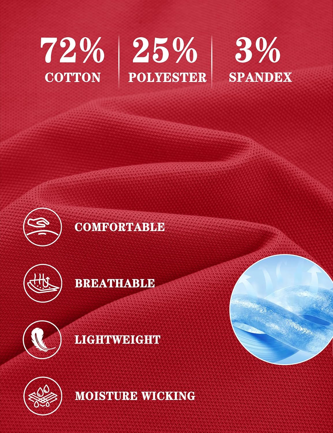 MAGNIVIT Men's Polo Shirt Short Sleeve 3 Button Cotton Pique Casual T-Shirts Moisture Wicking Performance Work Golf Tee - Image 6