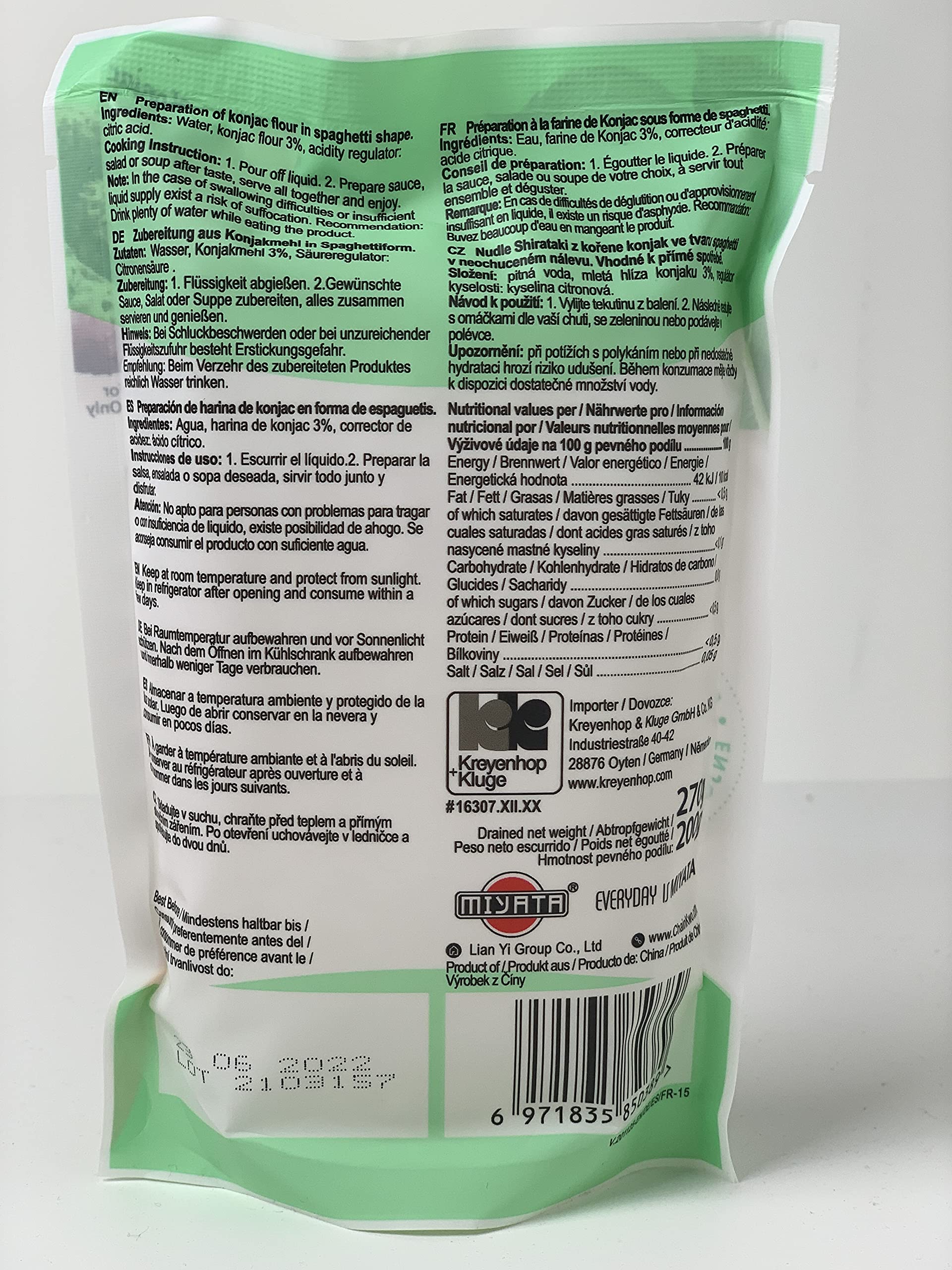 Miyata Shirataki Espaguetis De Harina De Konjac 270 g