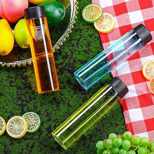 Miniatura 5 de Lallisa 24 botellas de jugo de plástico de 13.5 onzas de 13.5 fl oz con tapas, recipientes de jugo con tapas, botellas de agua a granel, recipientes