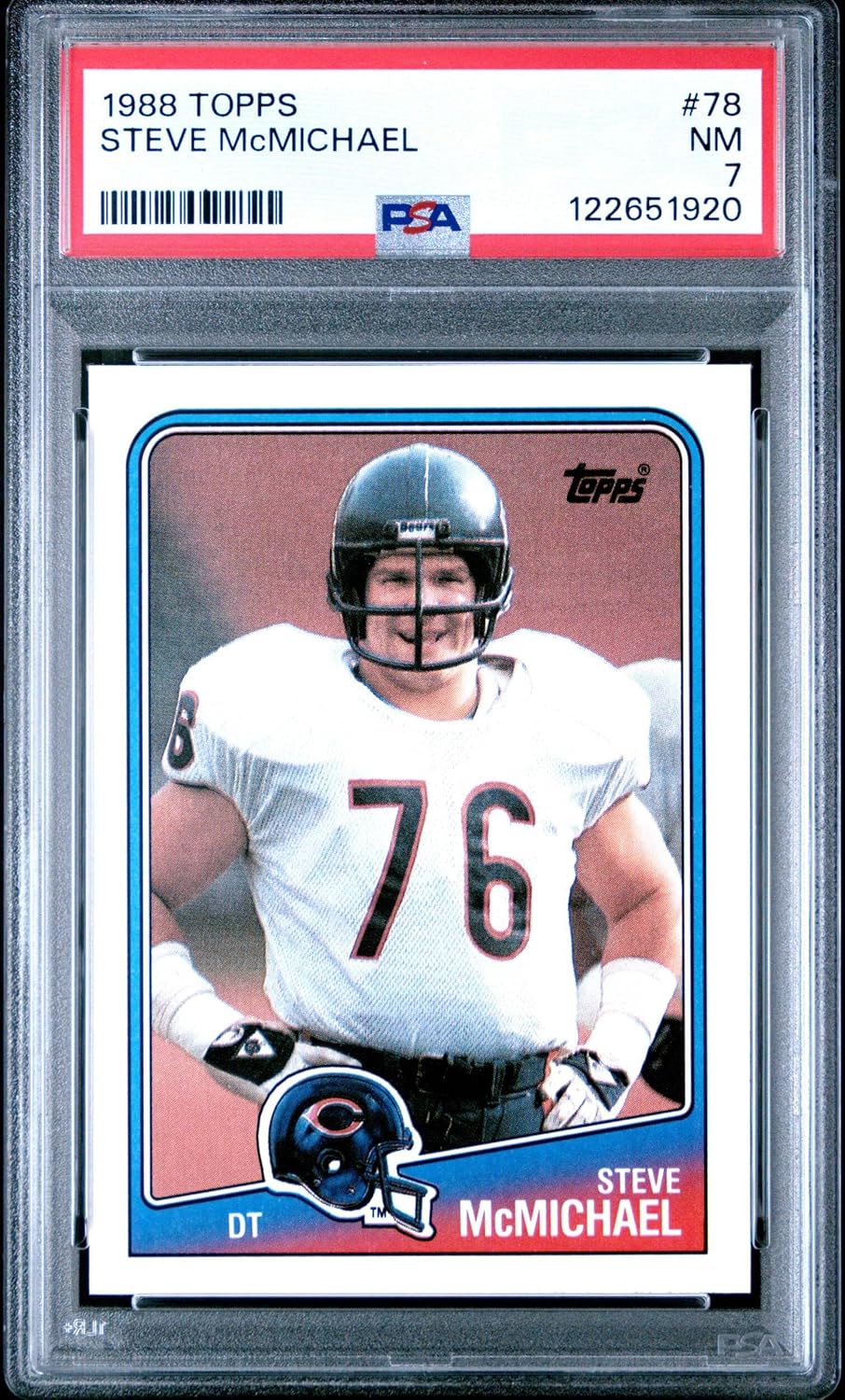 Graded 1988 Topps Steve McMichael #78 Football Card PSA 7 Near Mint