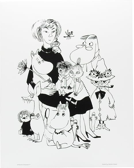 Amazon 正規輸入 フィンランド Putinki プティンキ ムーミン モノクロミニポスター Toveファミリーフラワー Ptk アニメ 萌えグッズ 通販
