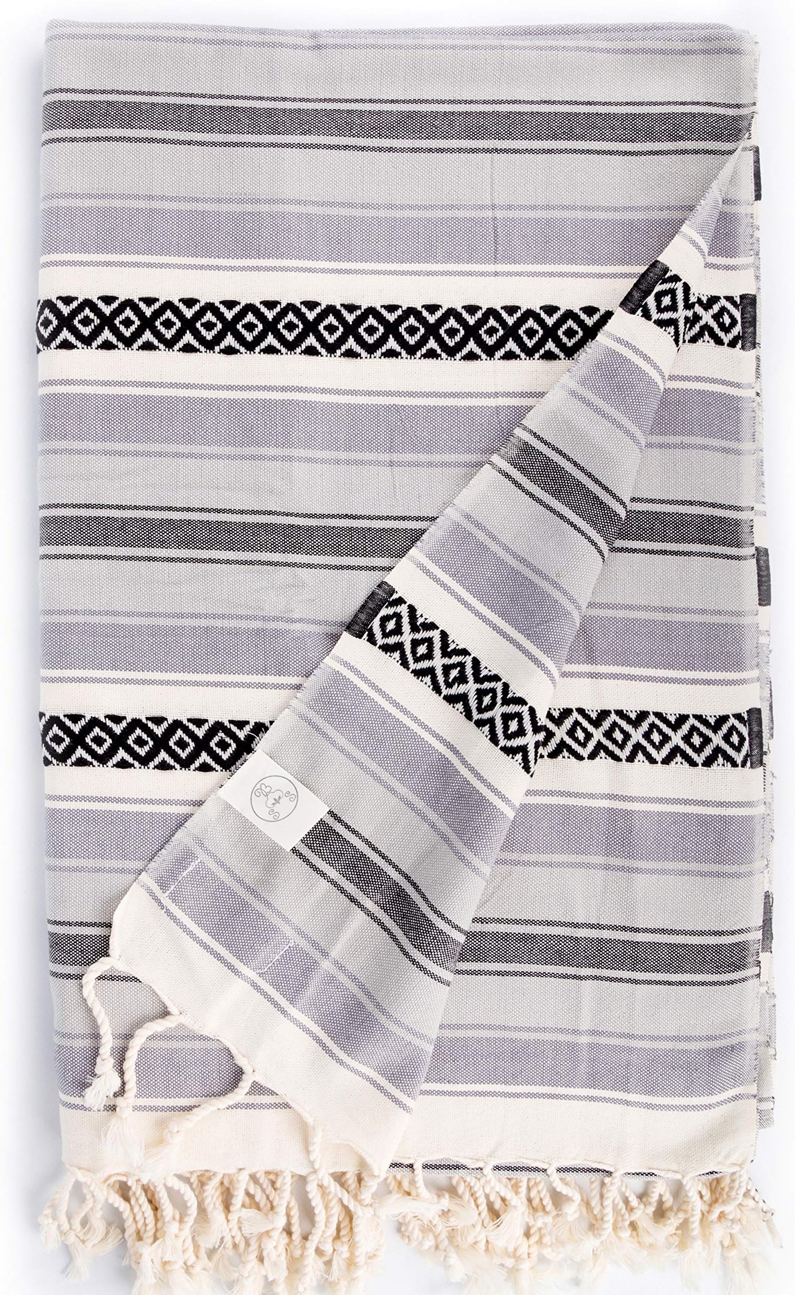 Bersuse 100% Cotton Sanjose XL Throw Blanket Turkish Towel - 57x92 Inches, Anthracite