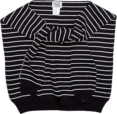Pavilion - Black and White Striped Over The Shoulder Tie-able Sweater Scarf