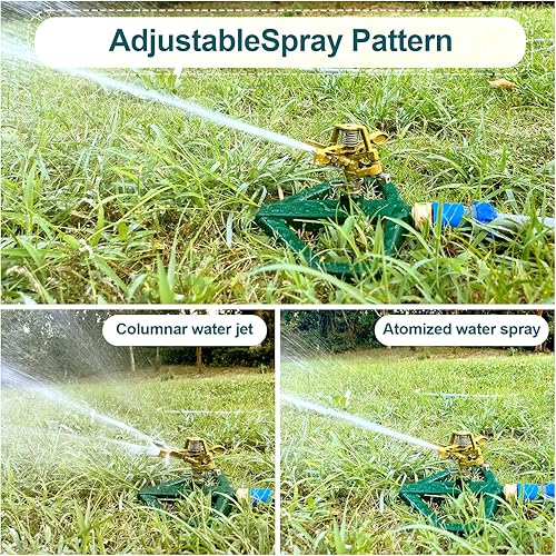 Miniatura 4 de Rociadores de impacto pulsante de metal resistente para patio, rociador de agua automático de 360 grados, rociadores de césped pulsantes con base de