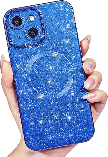 Miniatura 47 de Funda para iPhone 15 Pro con purpurina compatible con Magsafe, funda magnética Mag Safe para teléfono femenina, linda, brillante y bonita para Rosa