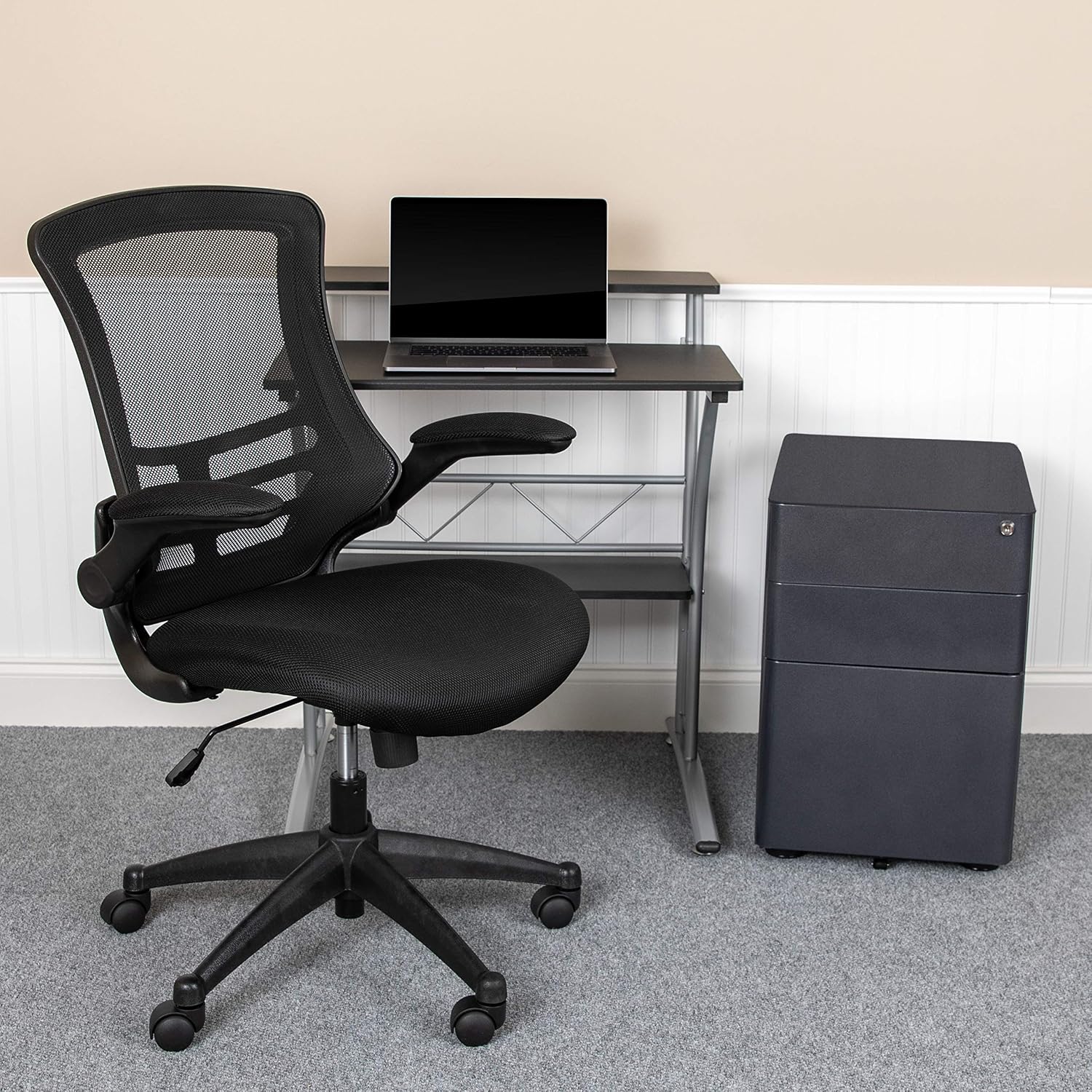 Work From Home Kit-Computer Desk, Ergonomic Office Chair, Mobile Filing Cabinet