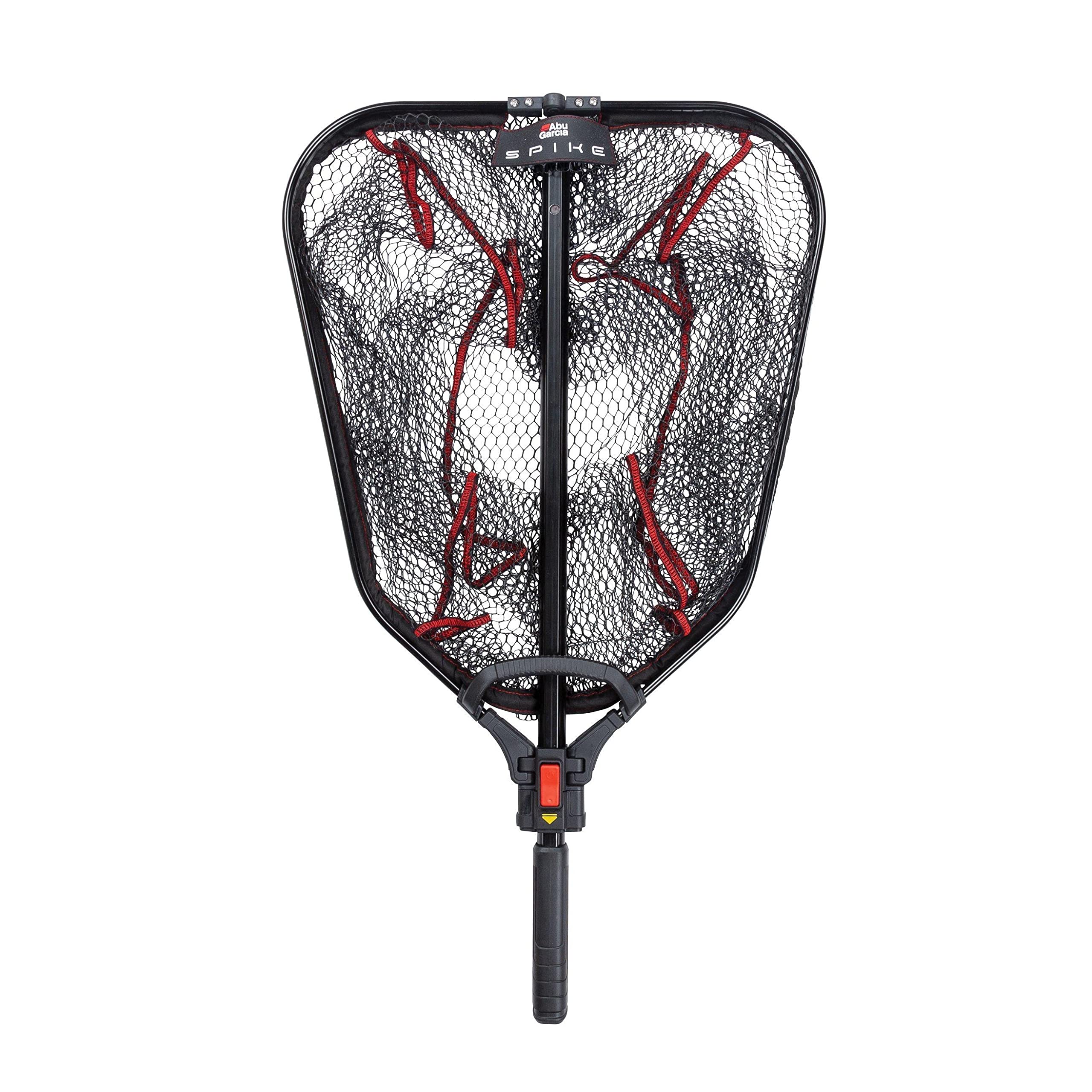 Abu Garcia Spike Foldable Landing Net With Retractable Handle - Lightweight with Rubber Mesh - Predator Fishing for Pike, Zander,Black,60 x 50 cm
