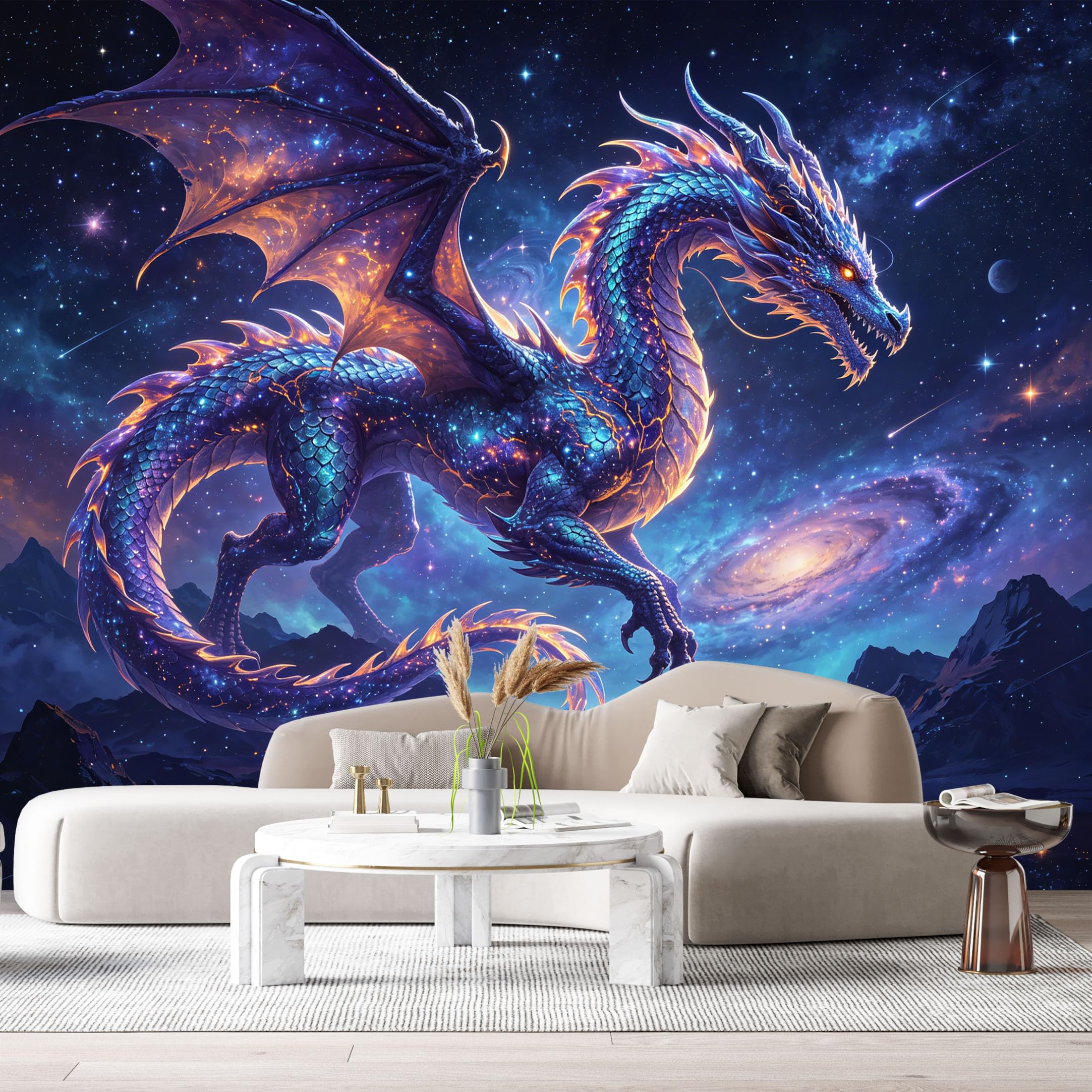 Custom Size Wall Murals Galaxy Dragon Cosmic Nebula Modern 3D SelfAdhesive Wall Fabric Removable Large Wallpaper for Photo Living Room Interior Wall Decor Art Backdrop