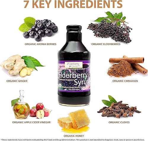 Miniatura 5 de Elderberry Queen Suplemento líquido de saúco orgánico de 24 onzas, sambucus, bayas de aronia, puro natural certificado orgánico apoyo inmunológico a