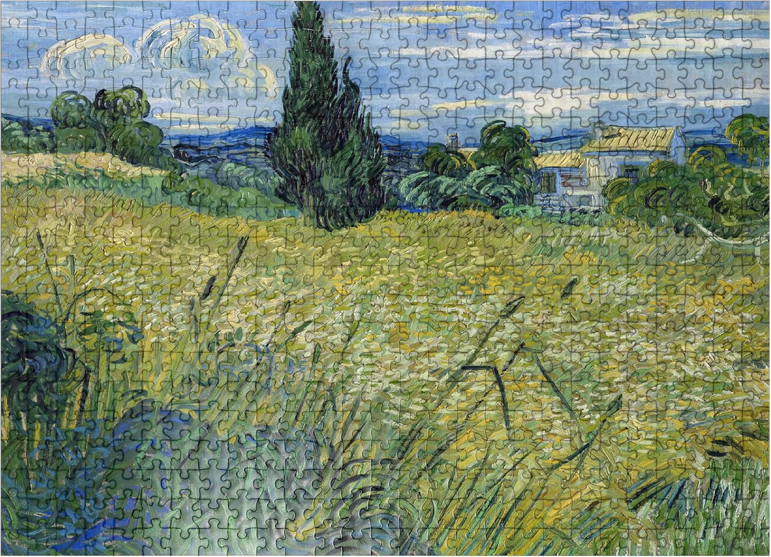 MyPuzzle Vincent Van Goghs Green Wheat Field with Cypress 1889 - Premium 500 Piece Jigsaw Puzzle for Adults