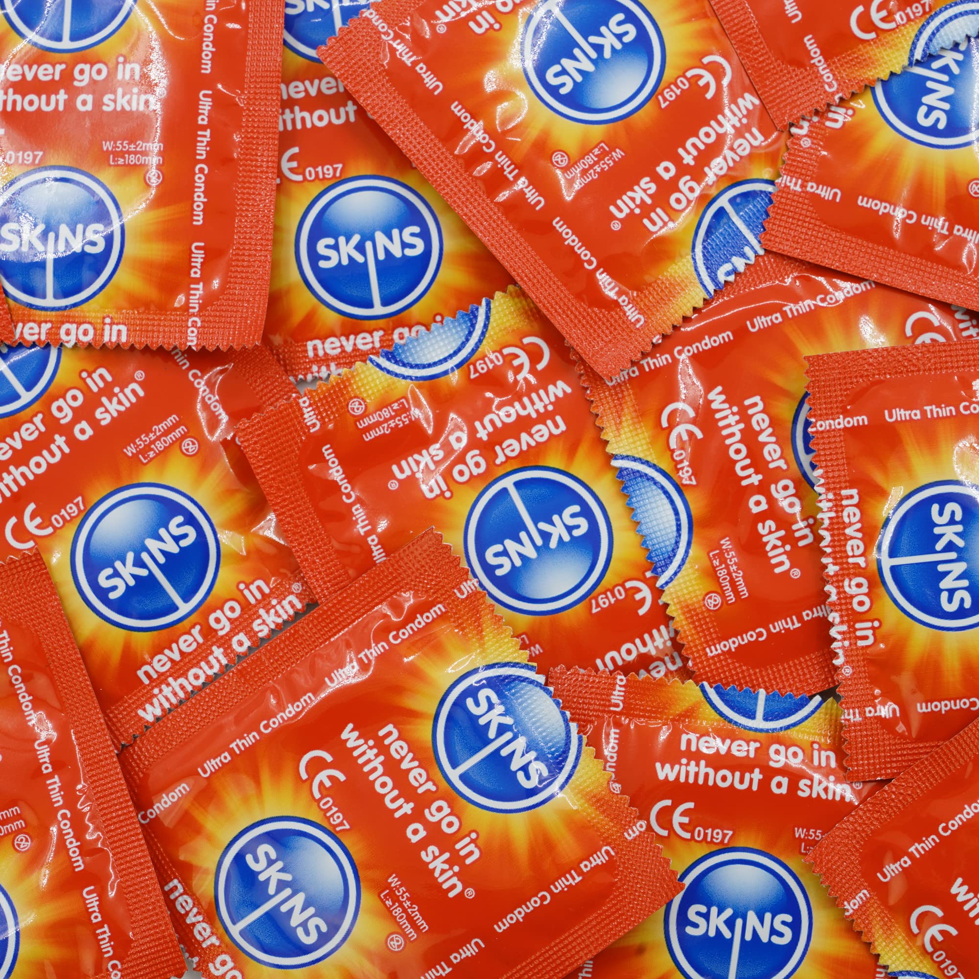 Skins Ultra Thin Condoms Big Box - Condoms Bulk Pack 100 with Extra Lubrication for a Safer & Better Sensation; Premium Ultra Thin Bulk Packs for Maximum Enjoyment