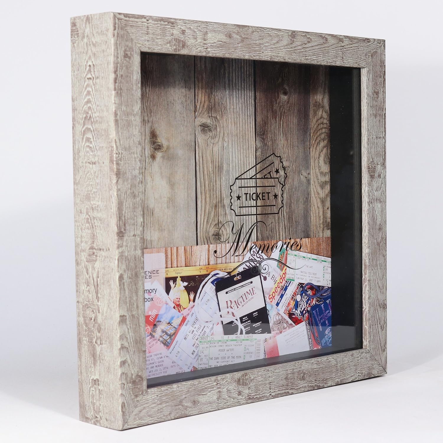 Lawrence Frames Birch 10x10 Weathered Shadow Box Ticket Holder
