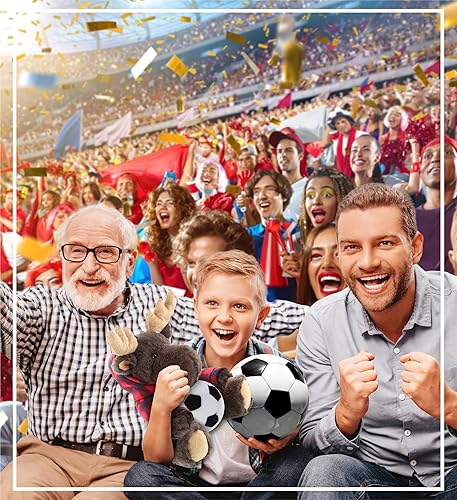 Miniatura 5 de DolliBu Animal de peluche de alce con felpa de fútbol, alce suave con capucha a cuadros rojos, adorable juguete de peluche para jugar, lindo regalo