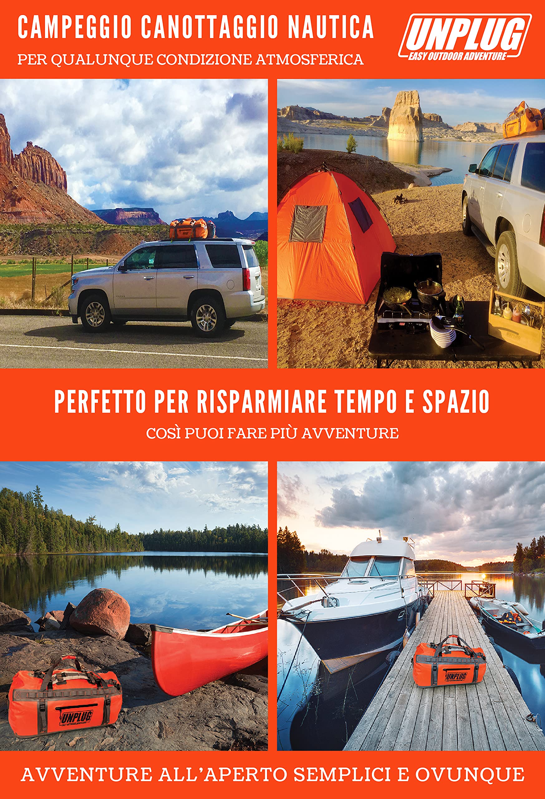 UNPLUG Ultimate Adventure Bag -1680D Borsone Impermeabili Da Viaggio per il Campeggio, Borsa asciutta per moto, Borse impermeabili per la nautica, Zaino impermeabile, Borsa tattica