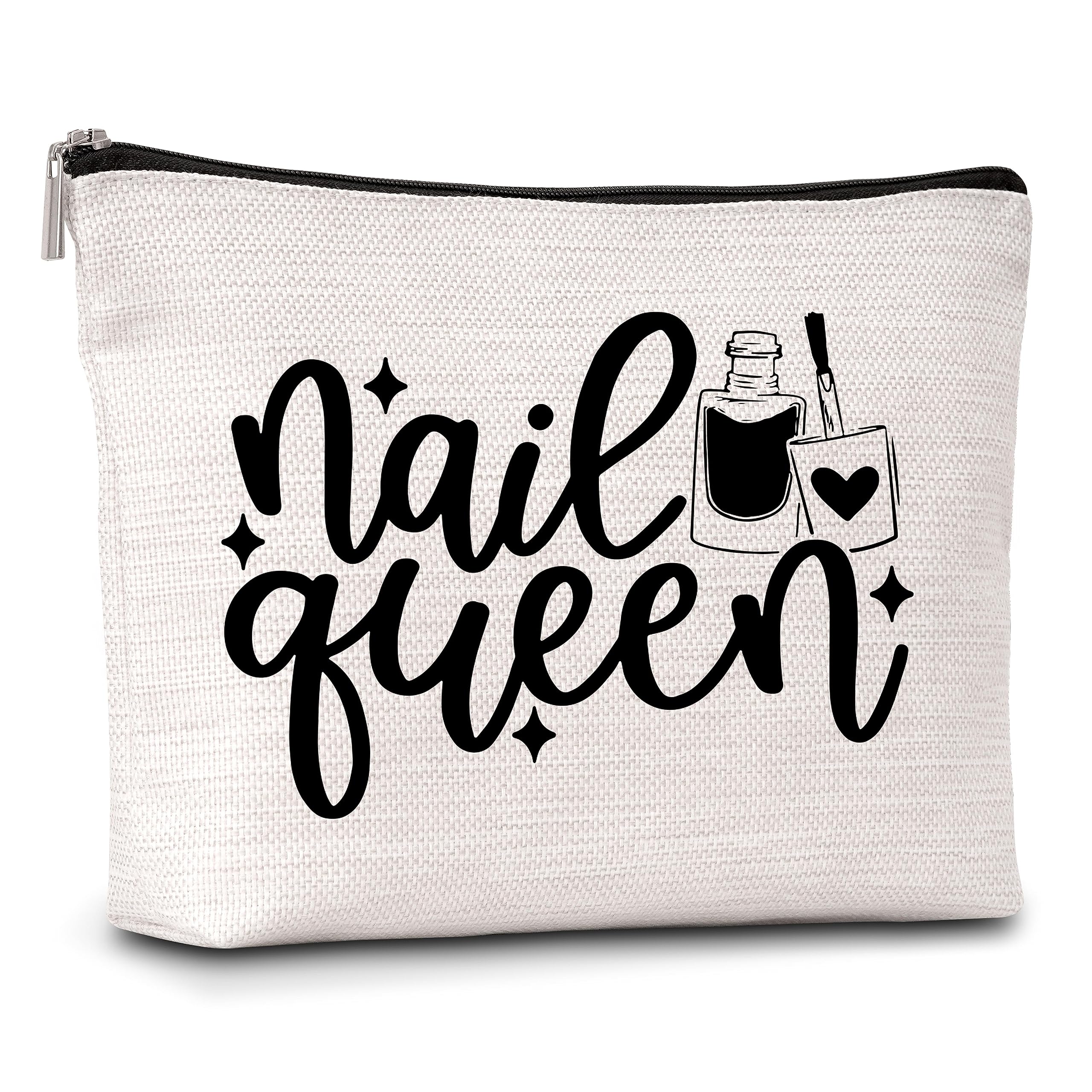 Nail Queen Makeup Bag Funny Gifts Travel Toiletry Bags for Women Friendship Gift For Women Teachers Girls Teens Friend Sister-A07