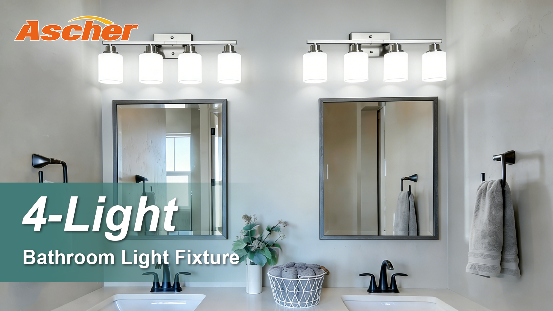 Image of Ascher Bathroom Light Fixtures, 4-Light Vanity Light Over Mirror, Gold Wall Sconces with Milky White Frosted Glass Shades, Wall Lamp for Living Room Bedroom, E26 Base(Bulbs Not Included)