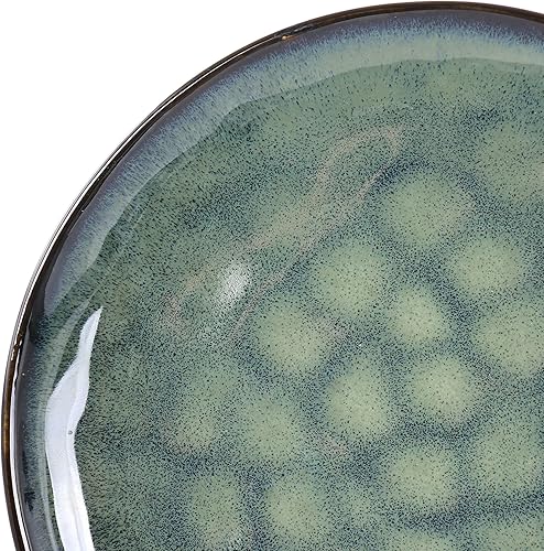 Vista 13 de Elama Samara - Vajilla de cerámica de 12 piezas (borde blanco/rojo)