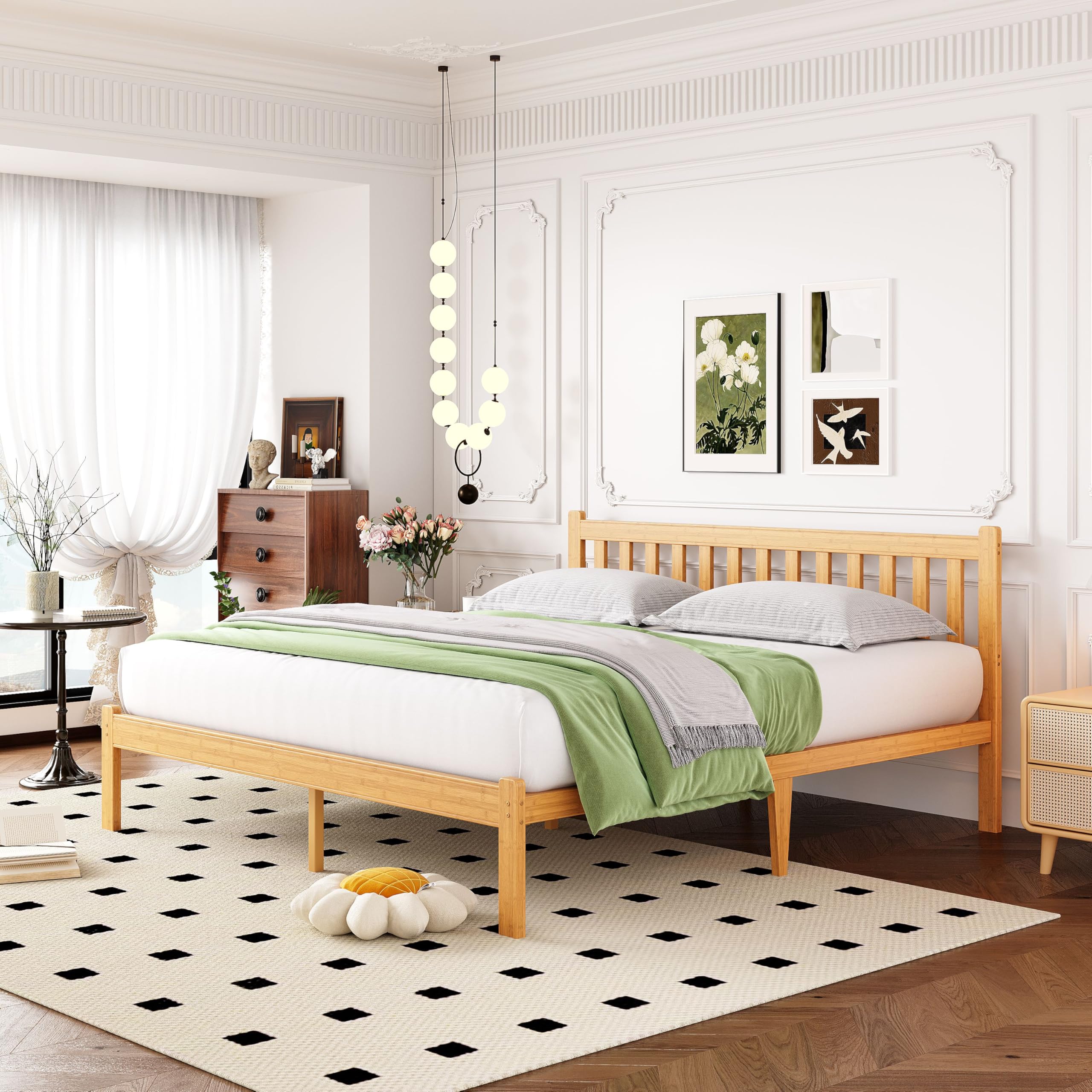 Diagram showing the dimensions of the King size ZIYOO bed frame: 80 inches long, 76 inches wide, 14 inches frame height, 37 inches total height including headboard, and a 23-inch headboard height above the frame. It also states a 1000 lbs weight capacity.