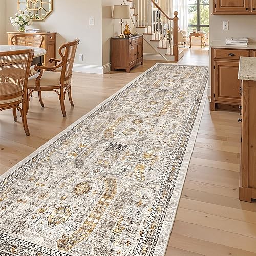 Miniatura 20 de Madane Alfombra lavable de 2 x 3 pies, alfombra de entrada pequeña, antideslizante, vintage, para entrada interior, alfombra de pelo bajo