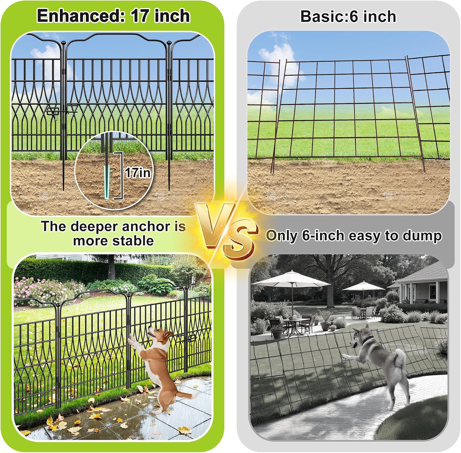 Bepatio 10 Panels Tall Garden Fence with Latch, 40in (H) x 23.1ft (L) Dog Fence Outdoor for Yard, Arc Metal Fencing Panels, Animal Barrier Fencing for Outdoor, Patio, Flower Bed