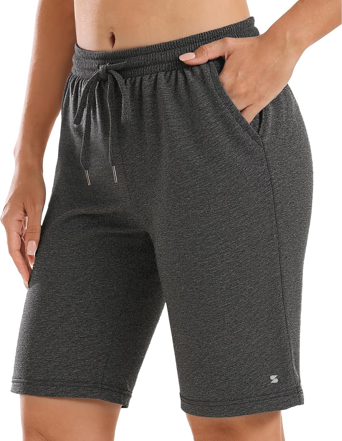 Stelle Women’s 7″/10″ Cotton Bermuda Shorts Knee Length Comfy Lounge Athletic Sweat Shorts with Deep Pockets