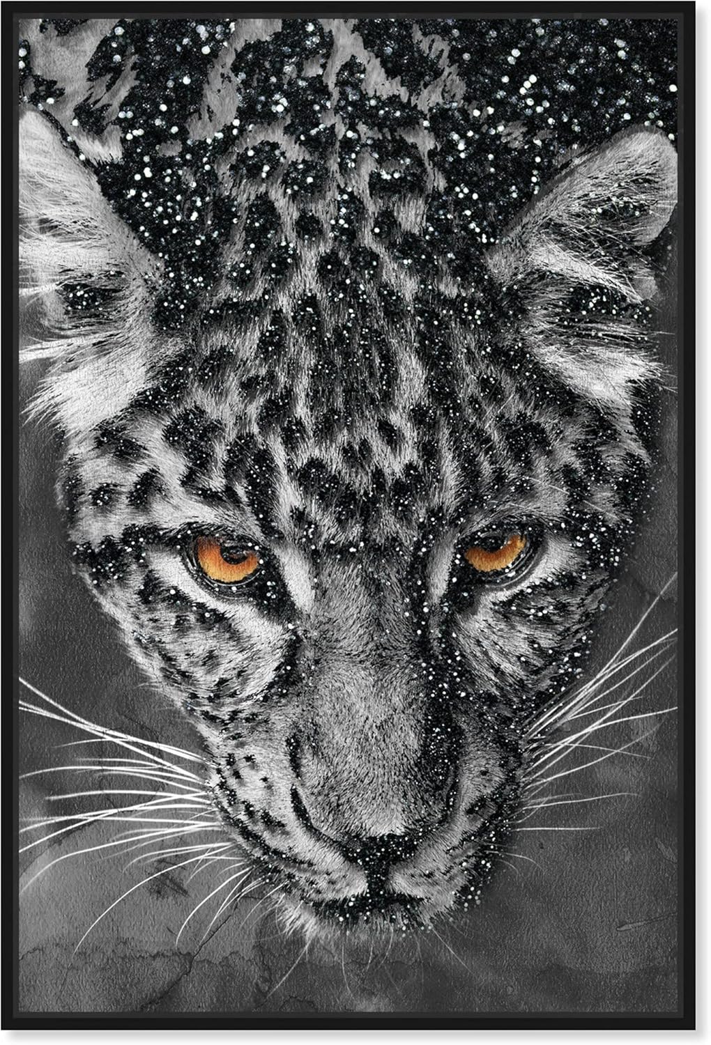 The Oliver Gal Artist Co. Animals Wall Art Canvas Prints Felines Leopard Spots Glitter Home Décor, 24x36, Black Frame 24x36 Black Frame