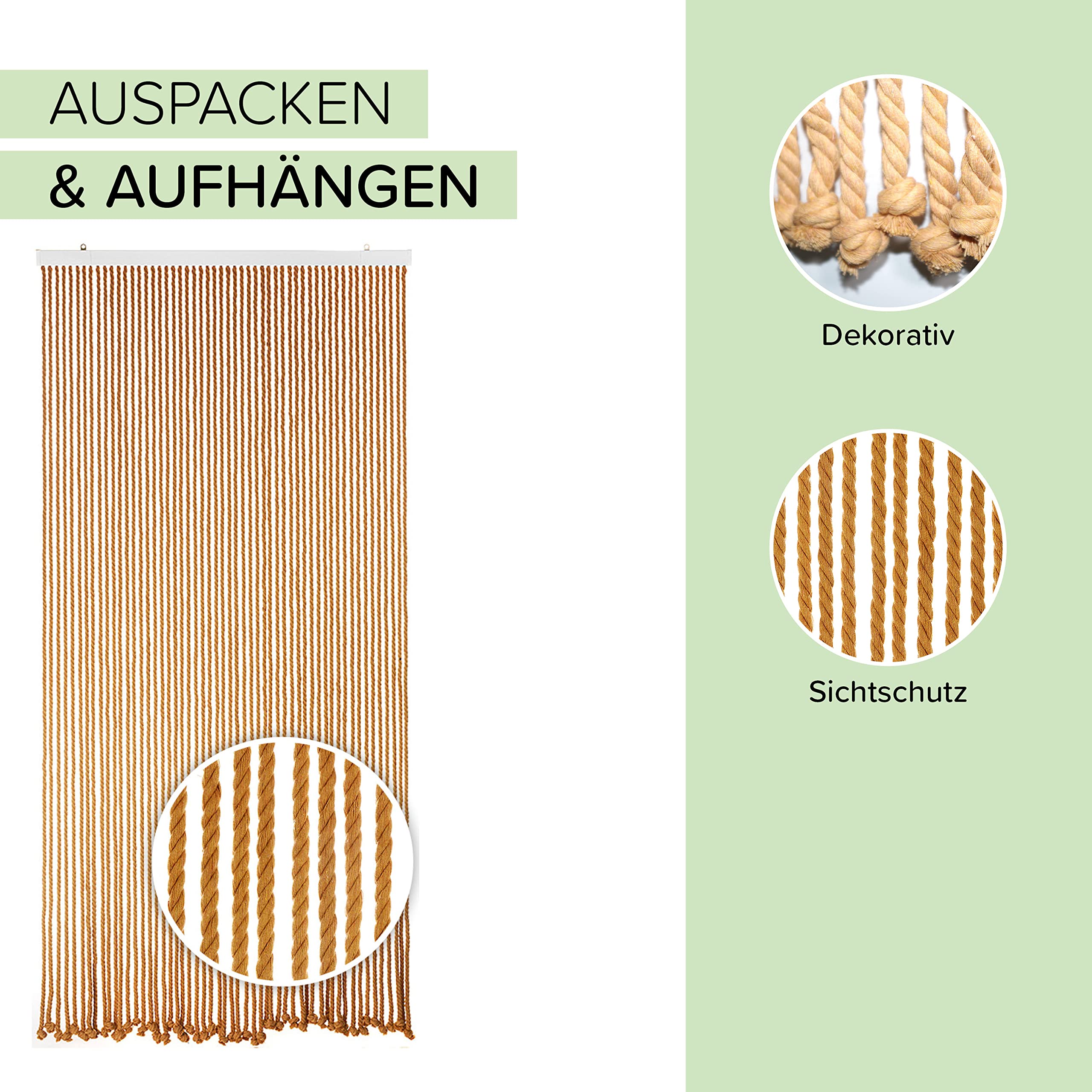 Kobolo Seilvorhang Light Brown 54 Stränge 90x195/200 cm braun