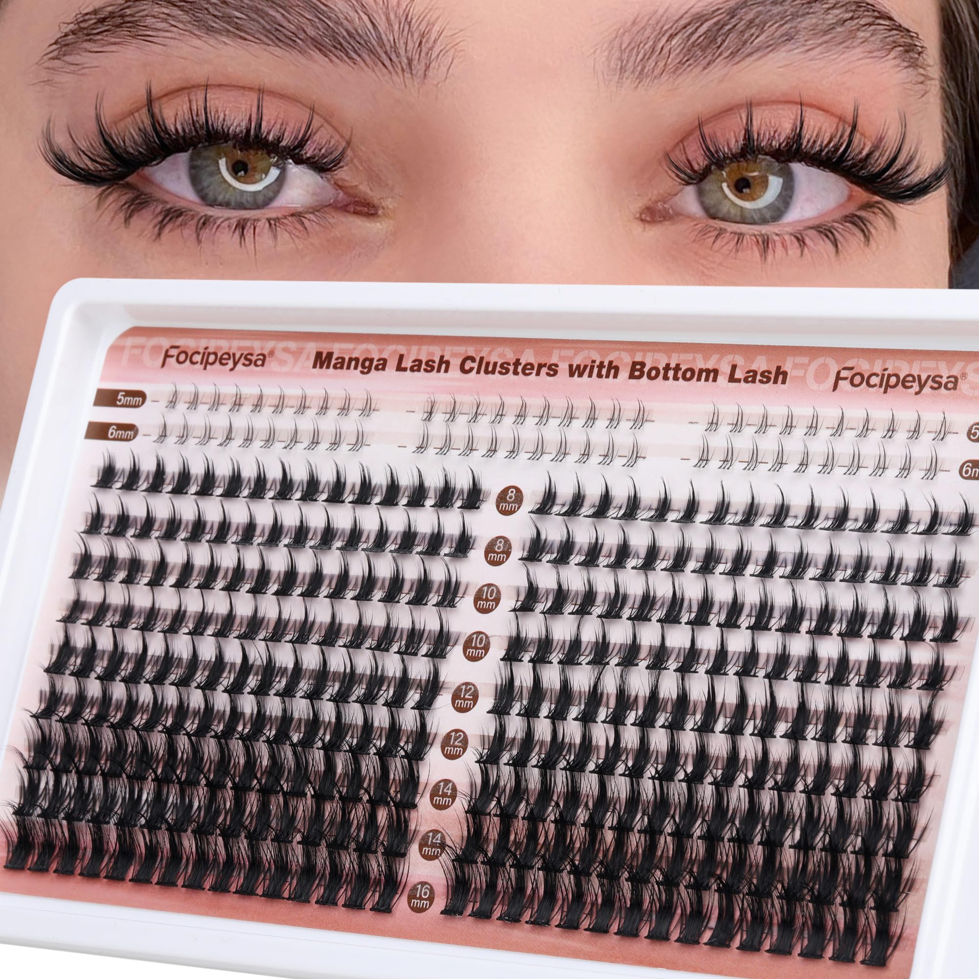 Manga Lash Clusters Wispy Eyelash Extensions 330Pcs Anime Lashes Extension Natural Eyelash Clusters 8-16mm Individual Eyelash Extension Bottom Lashes