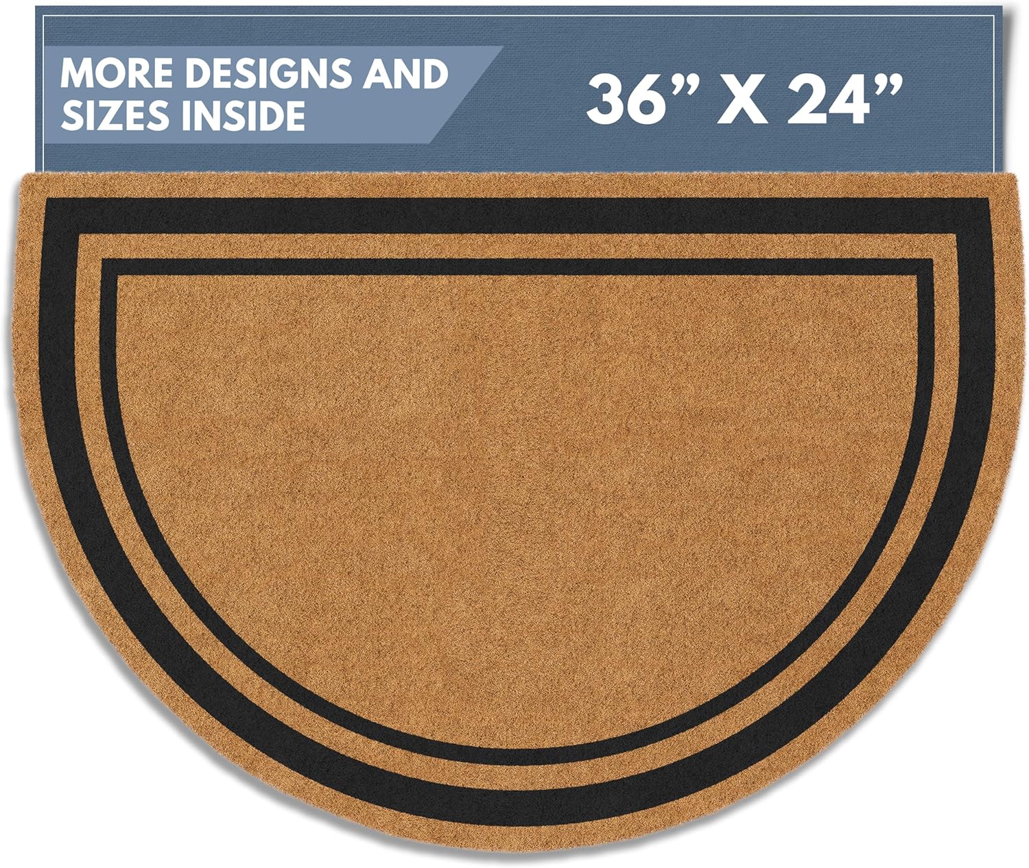 Barnyard Designs Natural Coco Coir Doormat Welcome Mat for Front Door & Outdoor Entrance, Large Door Mat for Indoor Entrance or Porch Entry, Brown (24x36, Border)