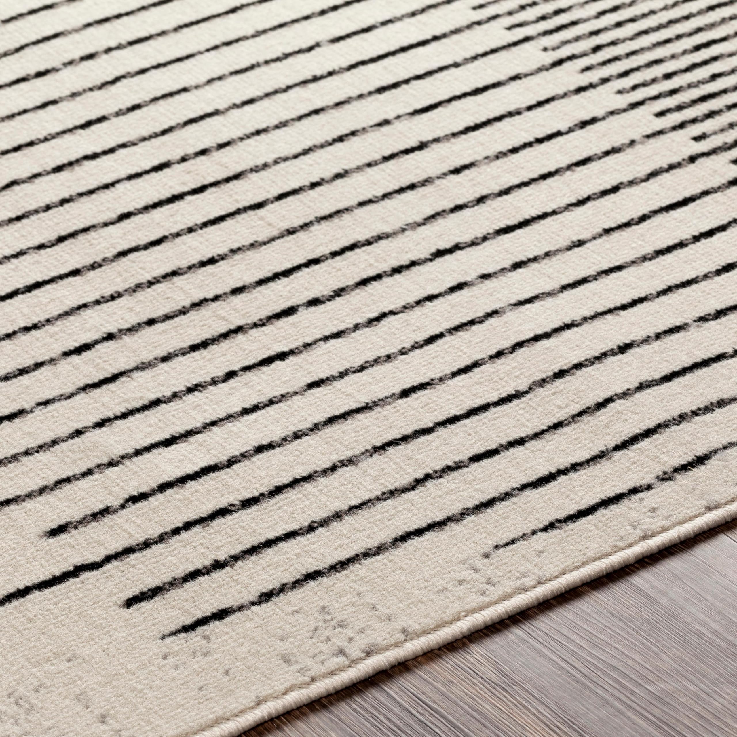 Livabliss ENSO Geometrico Rectangle Tappeto | Nero, Bianco sporco, Grigio medio | 130x170cm | Soggiorno e Camera da Letto | Tessuto a Macchina Polipropilene