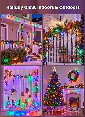 Miniatura 7 de Luces LED C9 de Navidad para exteriores, 81 pies, 100 luces LED con temporizador y 8 modos de iluminación, luces impermeables de grado comercial