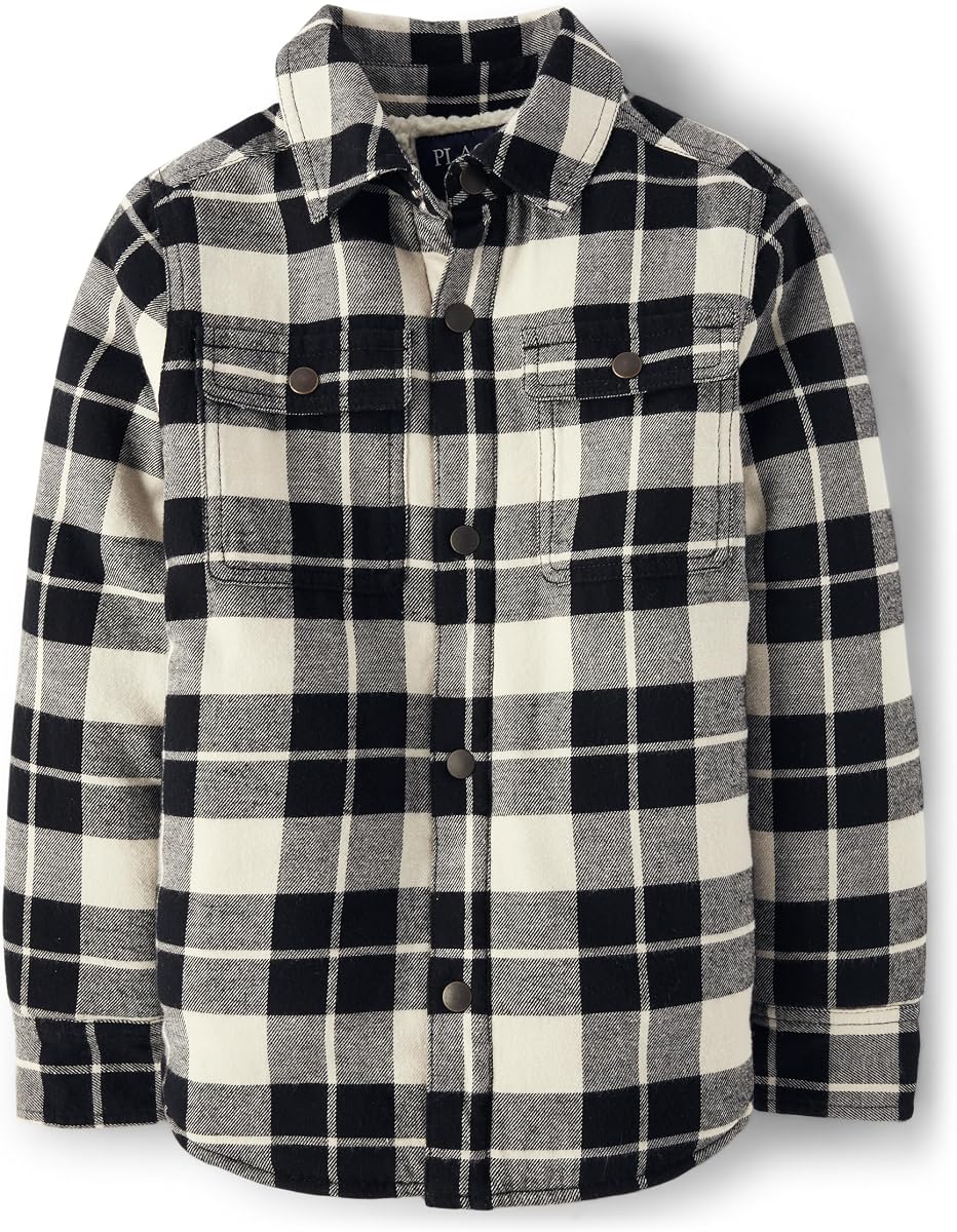 Chaqueta estilo camisa con forro de sherpa para niño