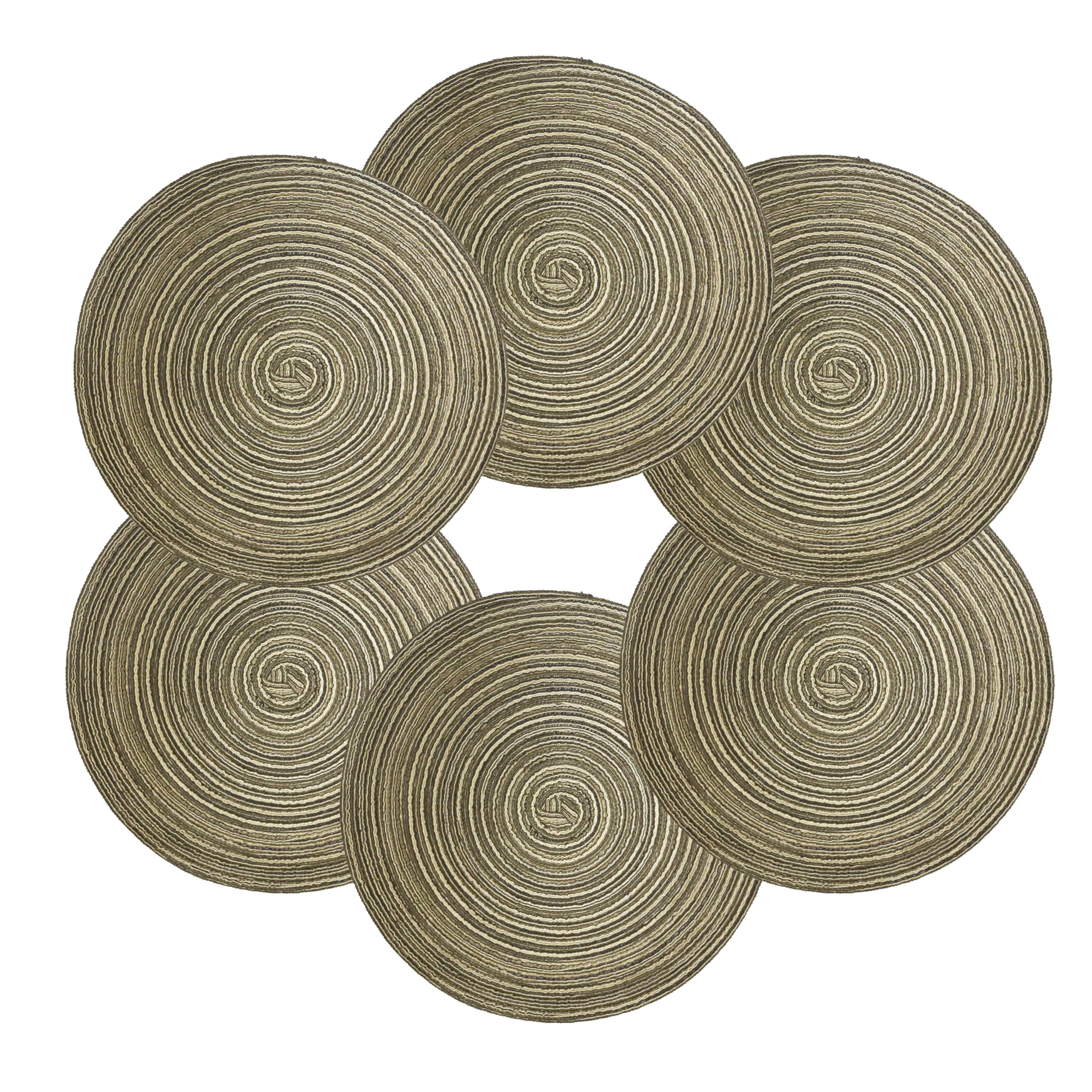 Tischset Rund Geflochten, Platzset Rund 6 stück, Baumwolle Tischsets Abwaschbar Hitzebeständige, 37 * 37 cm (Gelbbraun)