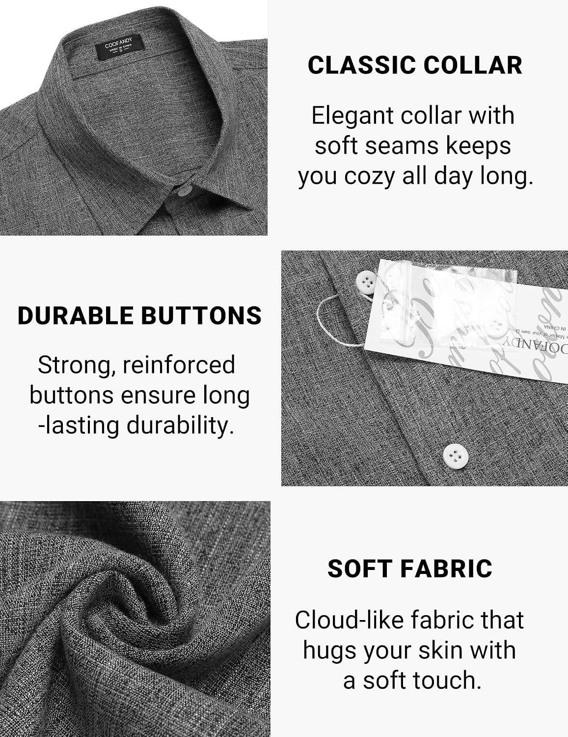 COOFANDY Men's Casual Button Down Shirts Short Sleeve Linen Shirts Summer Beach Dress Shirt