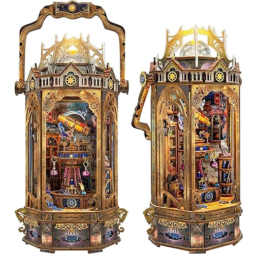 DIY Miniature House Kit, Book Nook Mini House Bookshelf Decor 3D Wooden Puzzle for Adults, Birthday Gift for Family, Friends - Starry Guide Camping Light - Starry Guide Camping Light