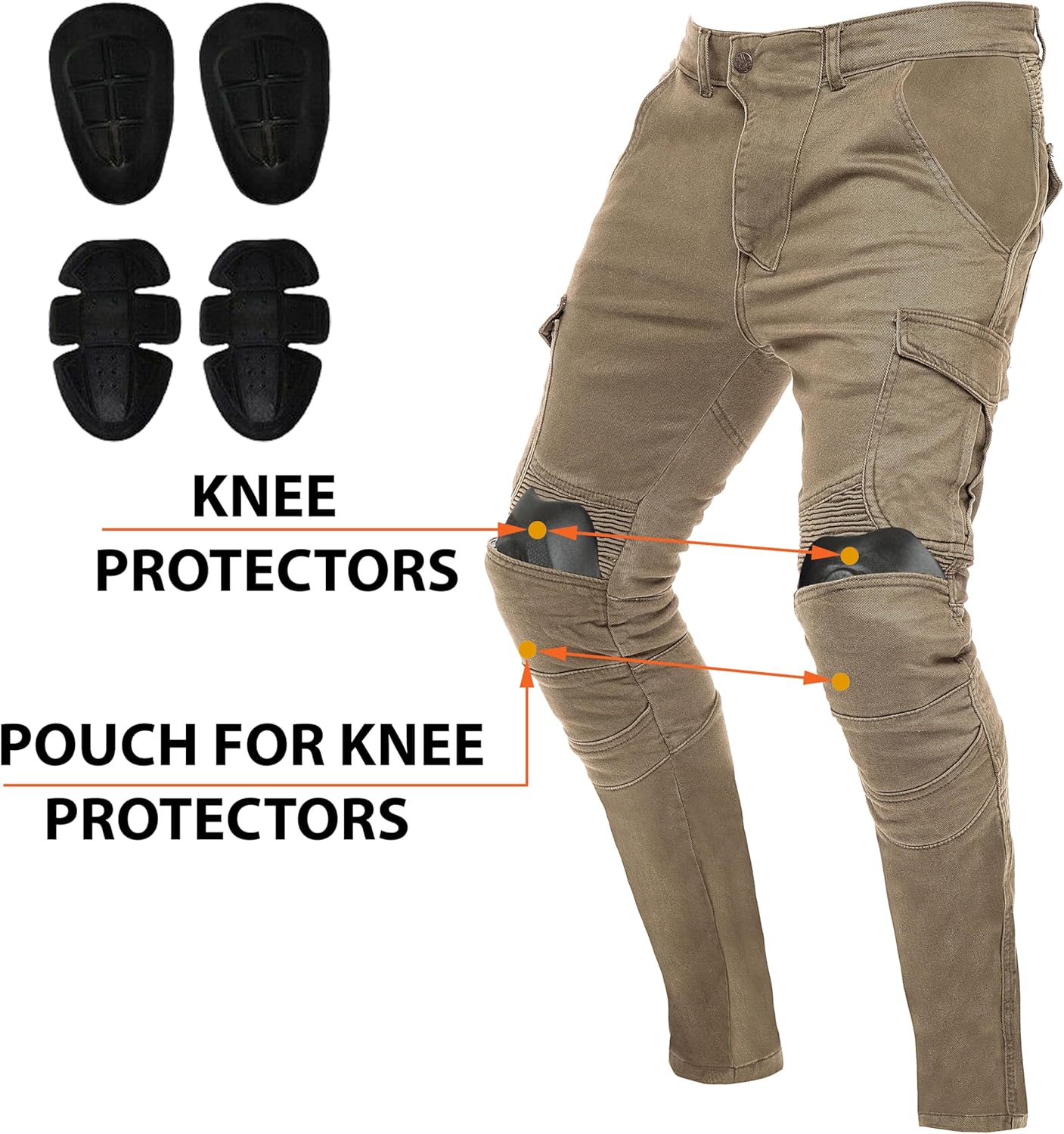 Juicy Trendz Mens Motorcycle Pants Armored Riding Jeans with Hip & Knee Pads, Aramid Protective Lining Adventure Touring Pant