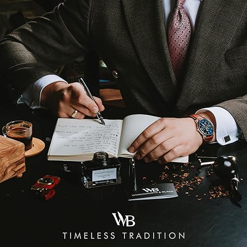 Miniatura 4 de Wordsworth & Black Majesti - Bolígrafo estilográfico (cuadros negros), funda de lujo, acero inoxidable cartuchos de tinta de punta media,