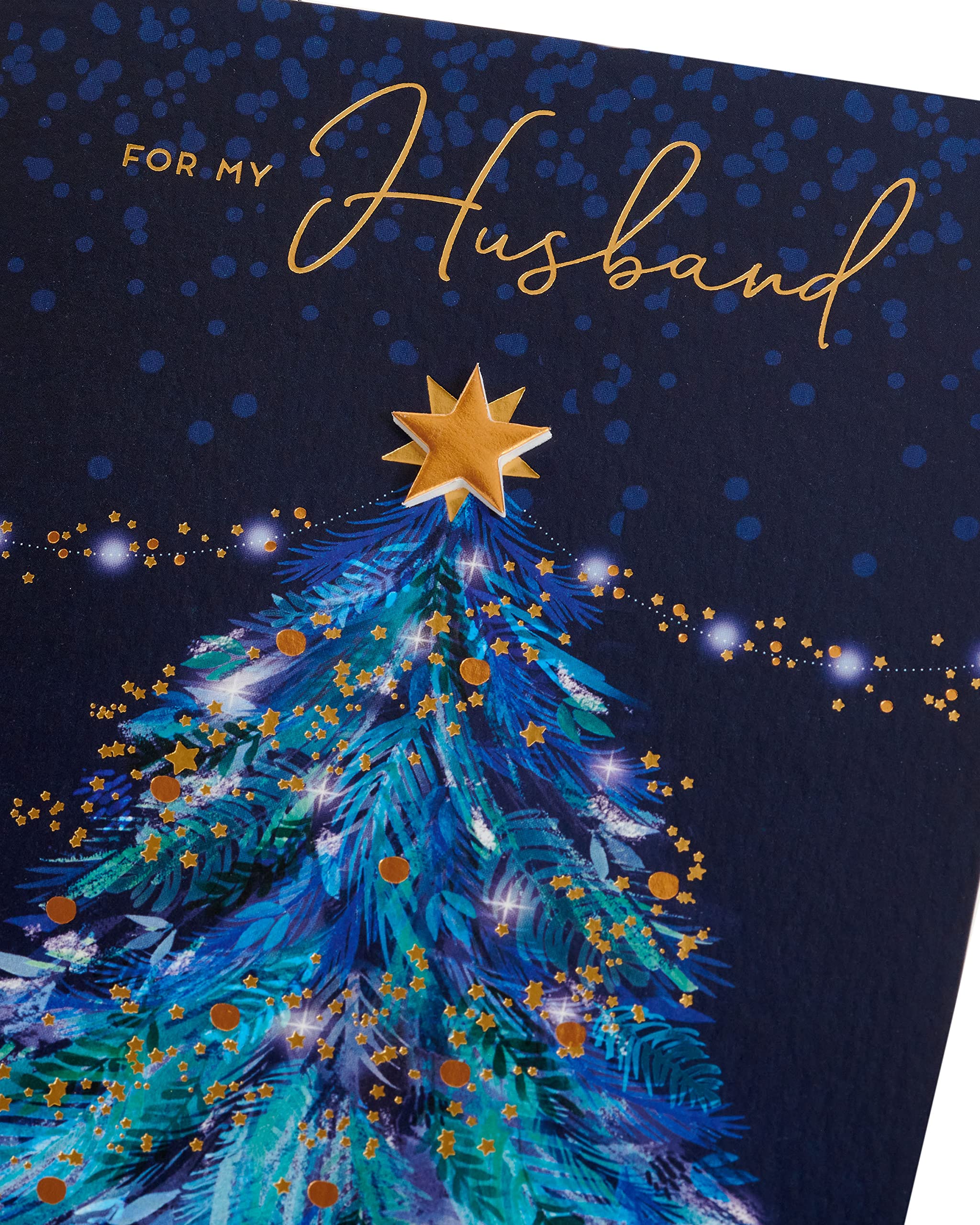 UK Greetings Christmas Card for Husband - Tree Design, Multi, 155 x 235mm - Image 4
