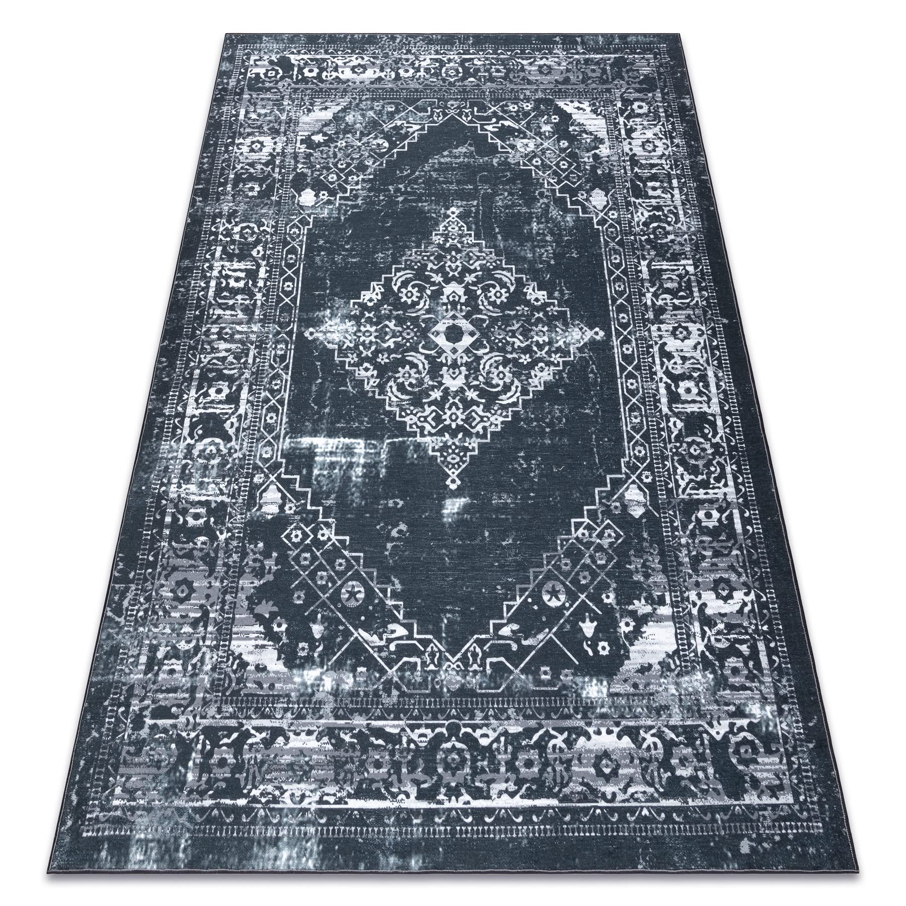 Tapis de salon gris graphite moderne lavable rugsx ANTIKA style intemporel
