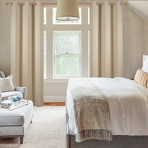 Miniatura 6 de Diraysid Cortinas opacas beige con ojales para dormitorio, con aislamiento térmico, cortinas de oscurecimiento de habitación, 42 x 84 pulgadas, 2