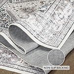 Home Beyond & HB design - 4x6 Rug de zone, non glissant Lavable Low Pile Soft Lightweight Médaillon Vintage Rugs pour chambre à coucher Salon Salle à manger Bureau de cuisine Home Décor, brun et blanc