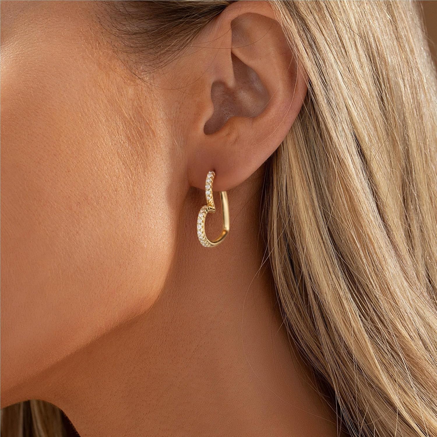 Earrings for Women-14K Gold/Silver Plated Heart Hoop Earrings Dainty Pin Paper Clip Ear Dangle Earrings for Women Gifts - Image 2