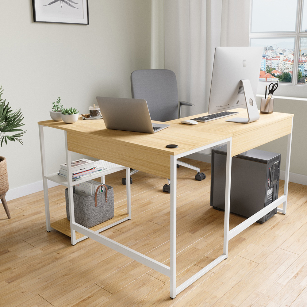 Amazon | DOMY HOME l字デスク パソコンデスク 幅130cm 机 pcデスク