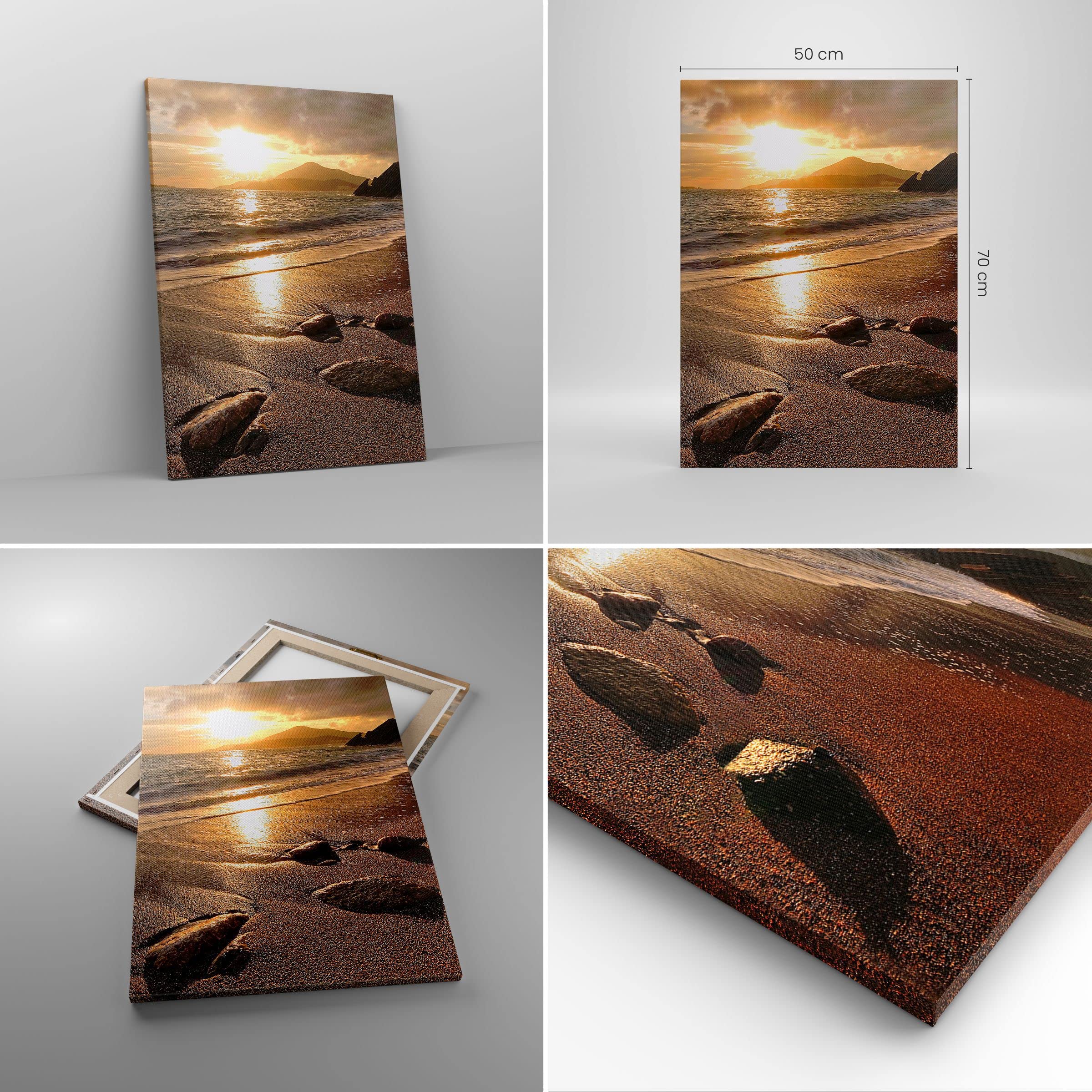 ARTTOR Moderno Quadro su Tela 50x70 cm Verticale Paesaggi Marino - 2527 | Spiaggia Nuvole Sera Quadro Decorativo Piccolo Soggiorno Camera da Letto Decorazione da Parete Arte da Parete ARTTOR