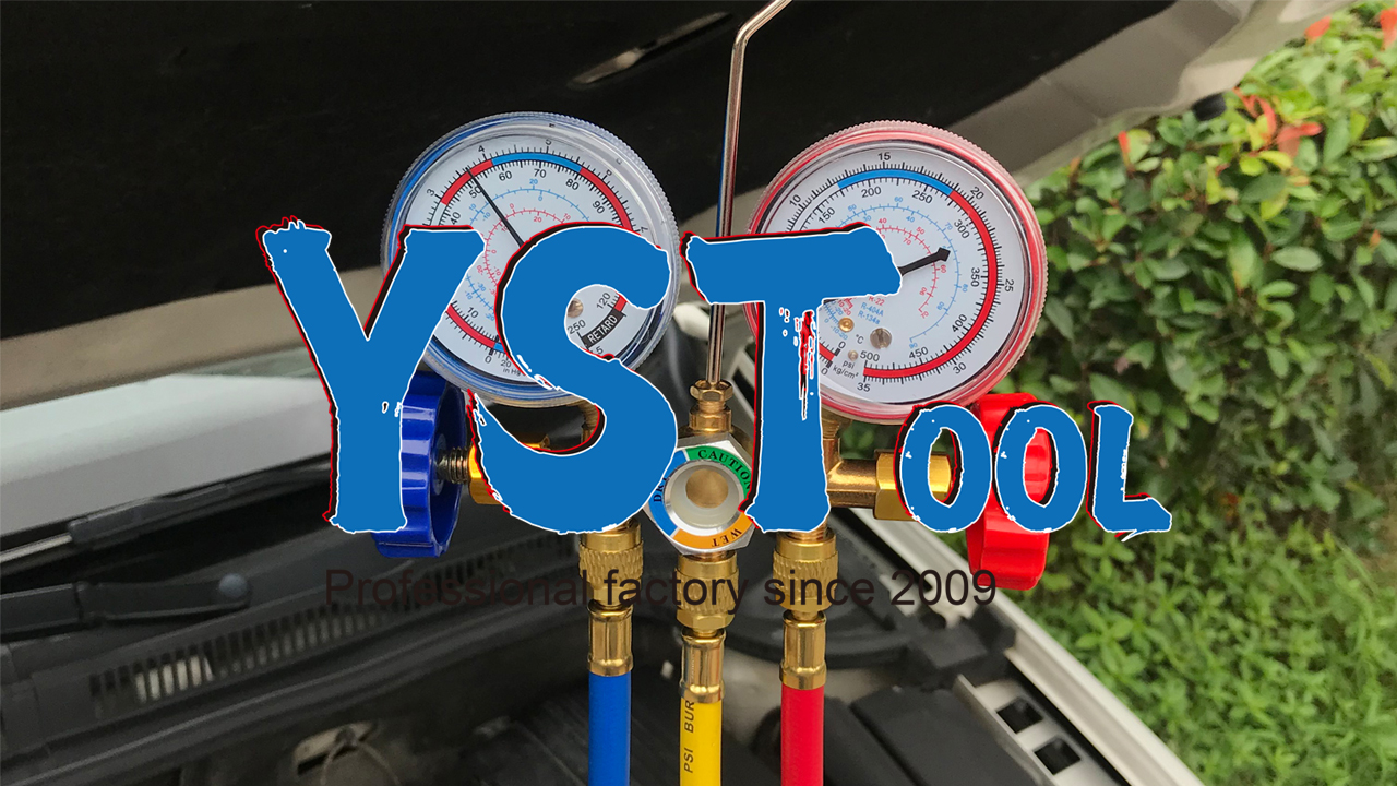 UYRTOY Kit De Manifiesto Para Refrigerante A/C: Colector De 2 Vías Con Caja, Mangueras De 152cm (Azul/Rojo/Amarillo) Y Adaptadores Para R134a, R22, R410A, R404a