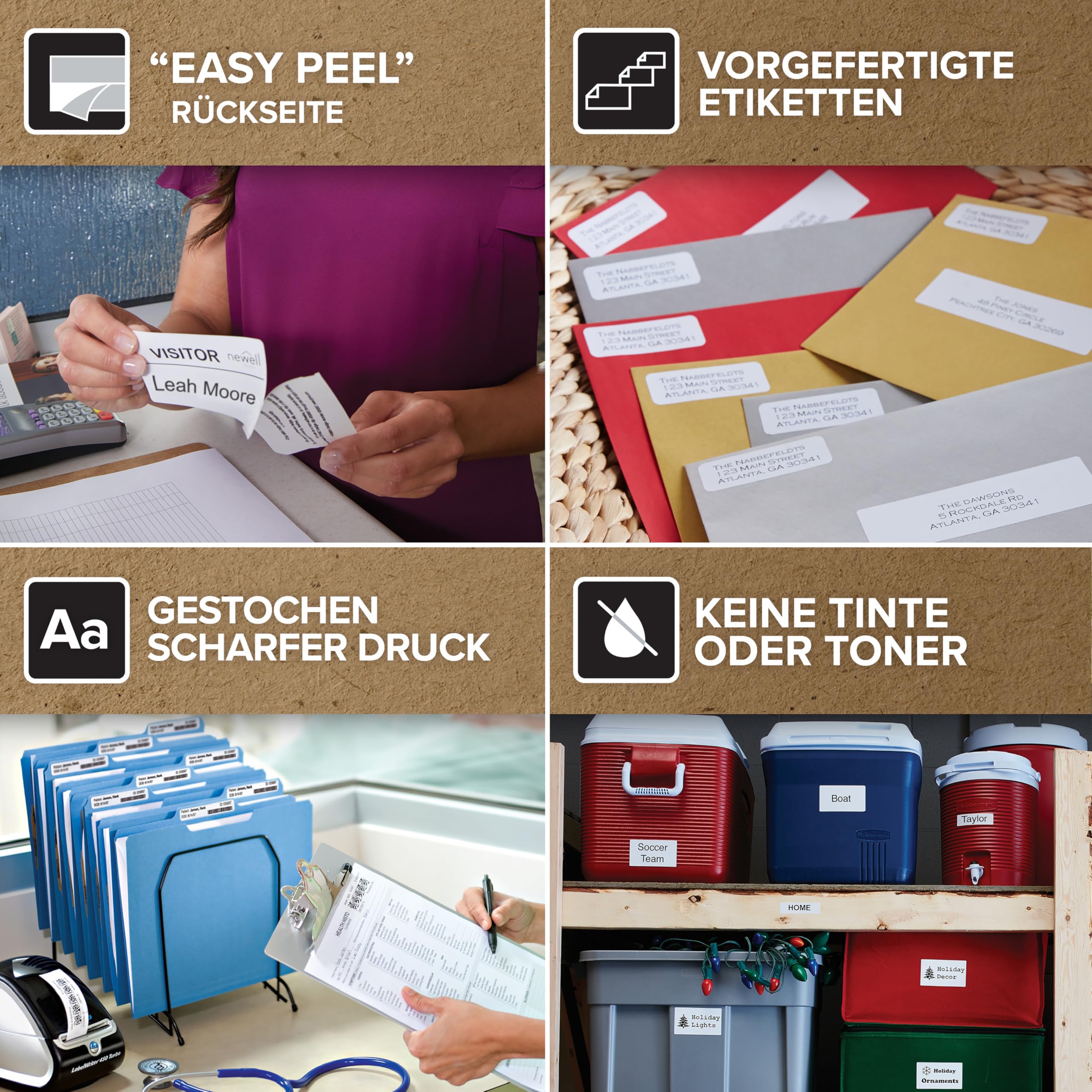 DYMO Original LabelWriter Versandetiketten/-Namensschilder (groß) | 54 mm x 101 mm | 6 Rollen mit je 220 leicht ablösbaren Etiketten (1.320 Etiketten) | für LabelWriter Etikettendrucker
