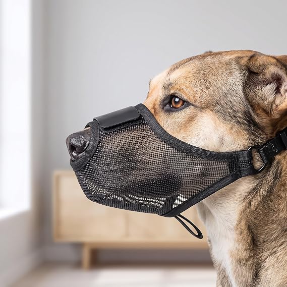 Maulkorb für Hunde Atmungsaktiver Hundemaulkorb mit Klettverschluss Maulkorb Hunde Netz Hundemaulkorb Atmungsaktiv für Labrador Schäferhund und Große Hundes
