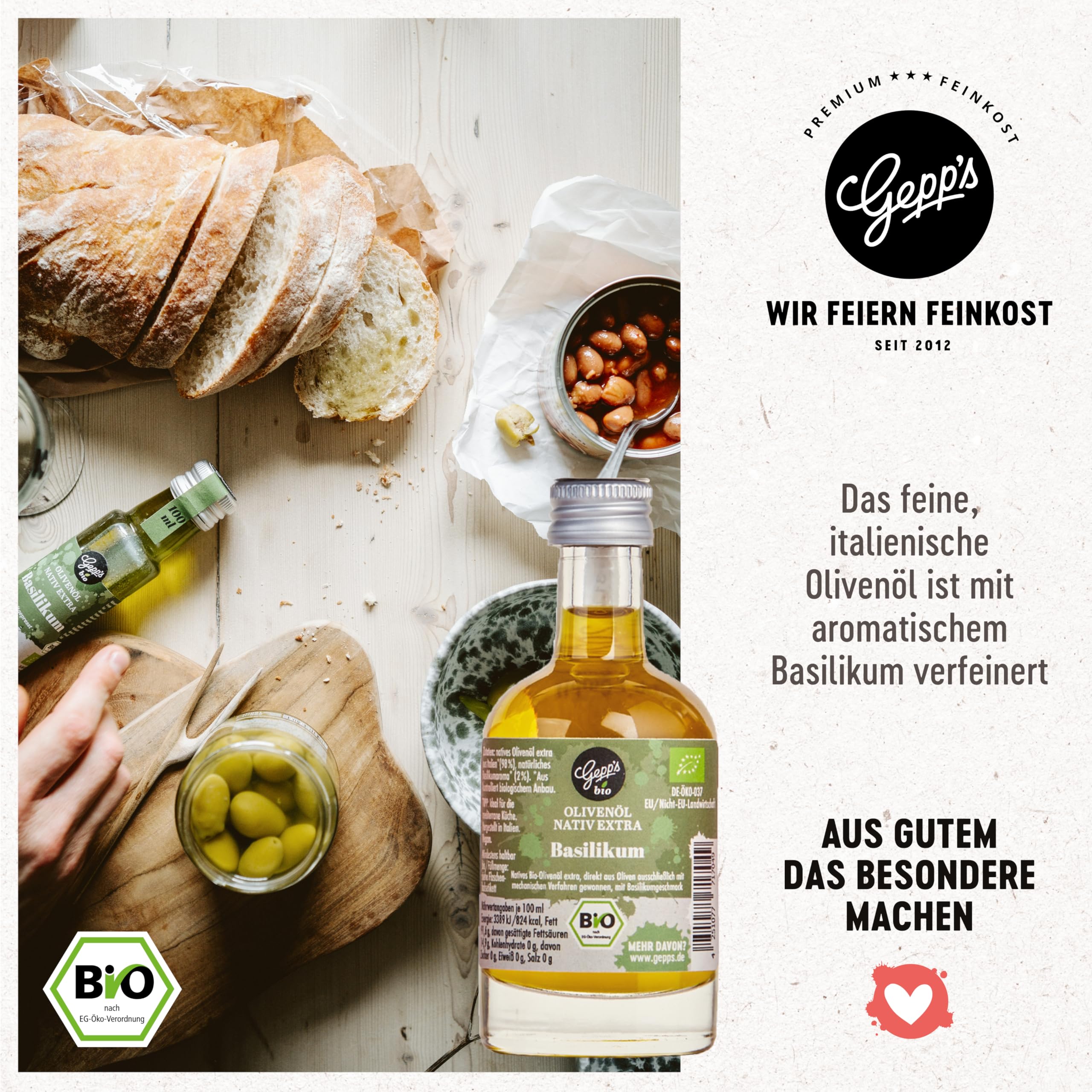 Gepp’s Feinkost Bio Essig und Öl Probier- & Geschenkset 5 x 50ml